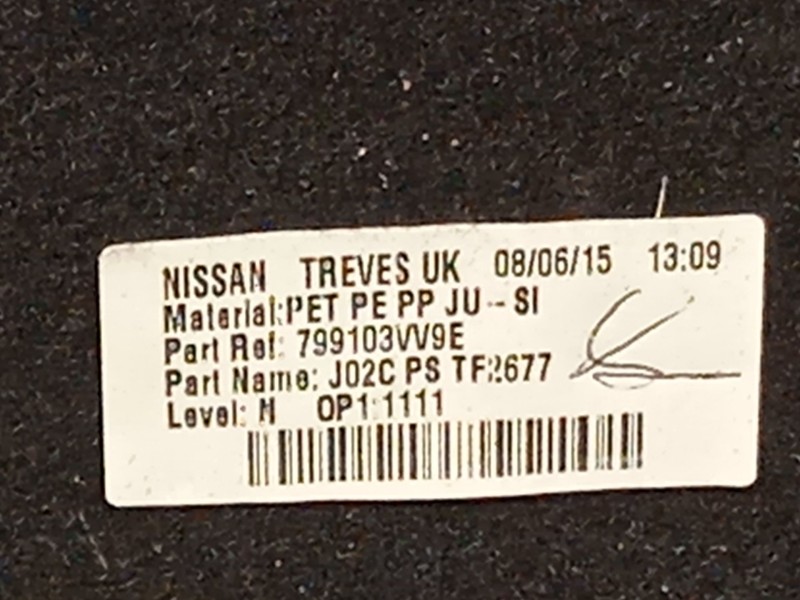 Recambio de bandeja trasera para nissan note visia referencia OEM IAM 799103VV9E  
