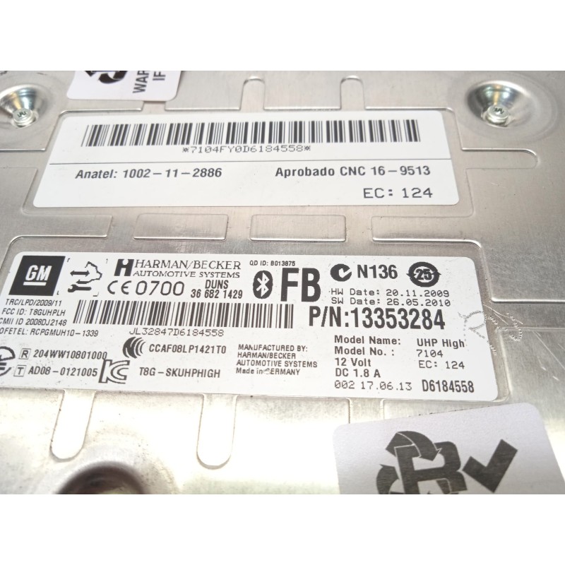 Recambio de modulo electronico para opel insignia berlina selective referencia OEM IAM 13353284  