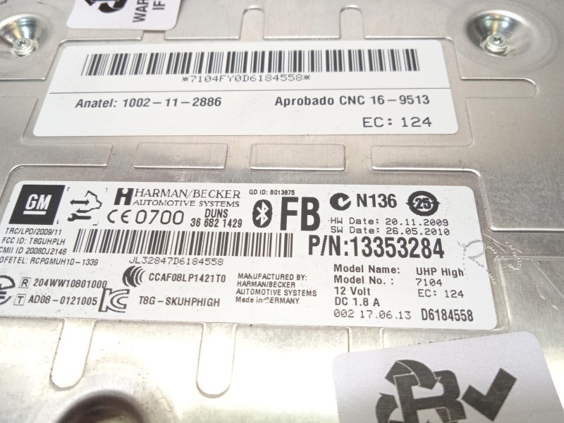 Recambio de modulo electronico para opel insignia berlina selective referencia OEM IAM 13353284  