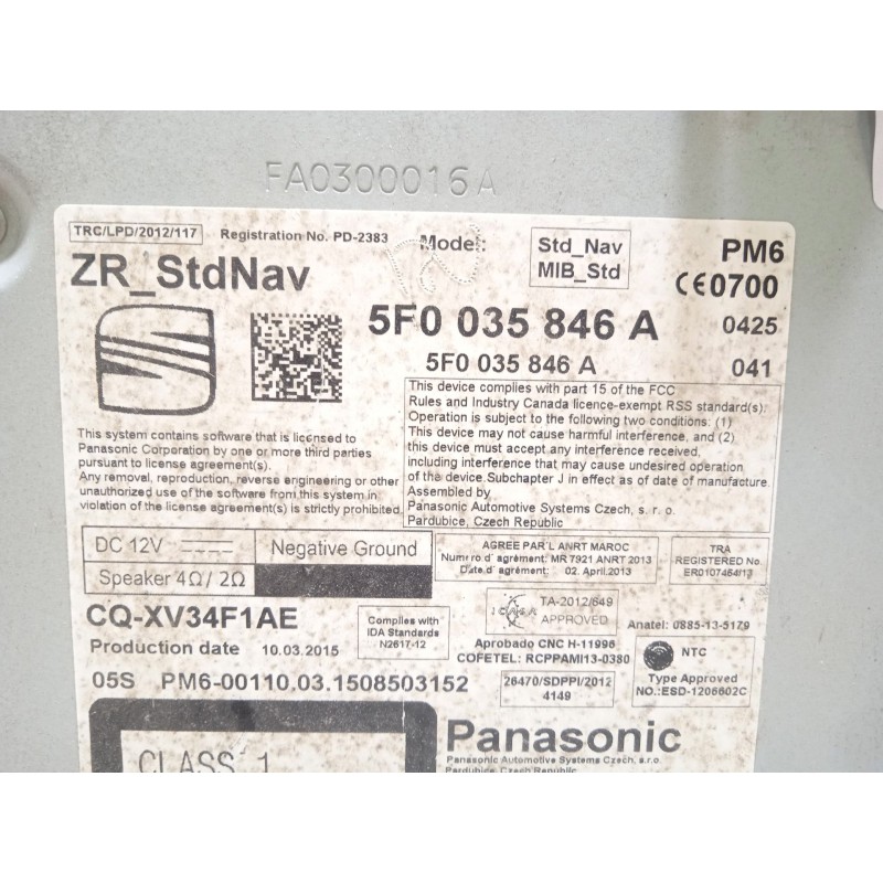 Recambio de sistema navegacion gps para seat leon st (5f8) 2.0 tdi referencia OEM IAM 5F0035846A  
