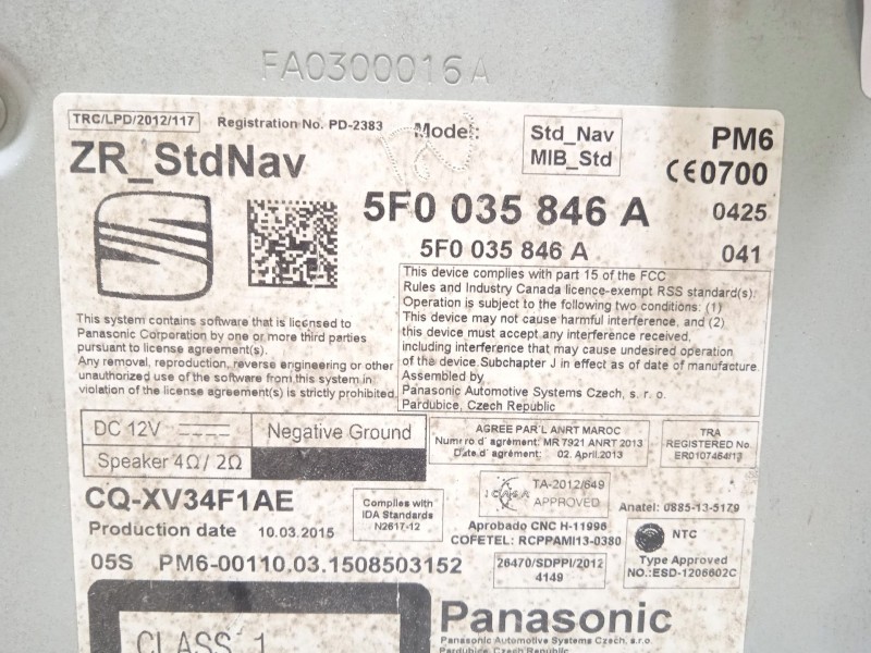 Recambio de sistema navegacion gps para seat leon st (5f8) 2.0 tdi referencia OEM IAM 5F0035846A  