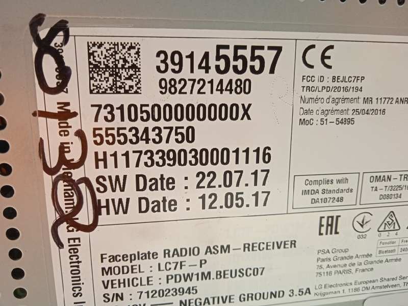 Recambio de pantalla multifuncion para opel grandland x excellence referencia OEM IAM 39145557  9827214480