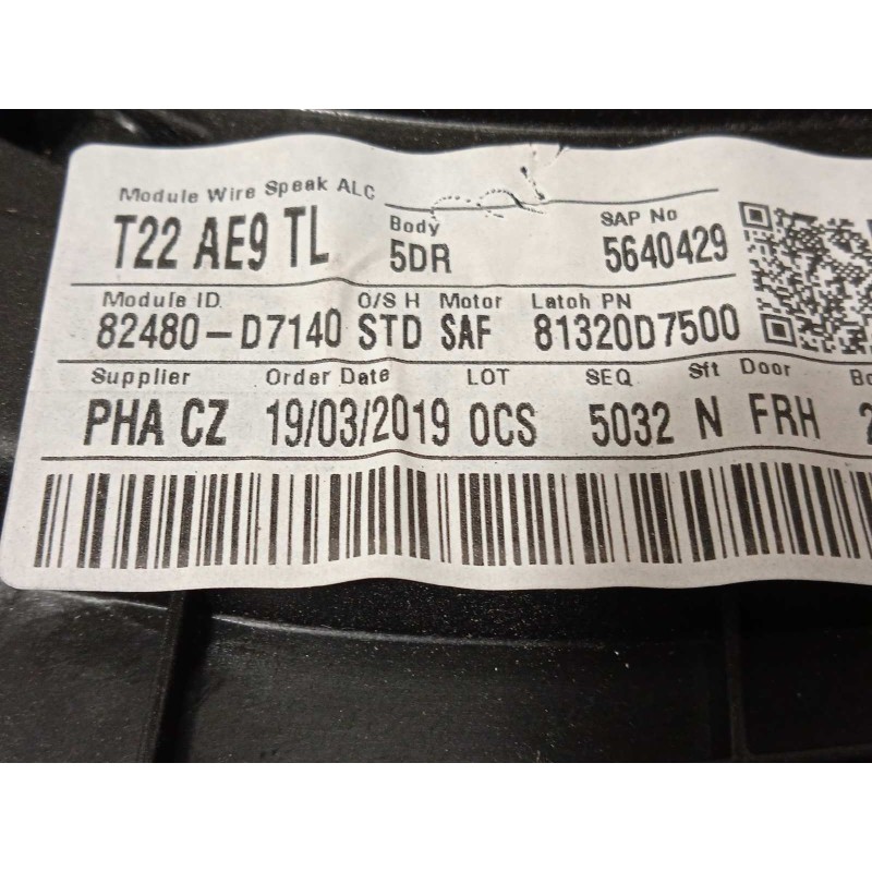 Recambio de elevalunas delantero derecho para hyundai tucson referencia OEM IAM 82480D7140  82460D7010