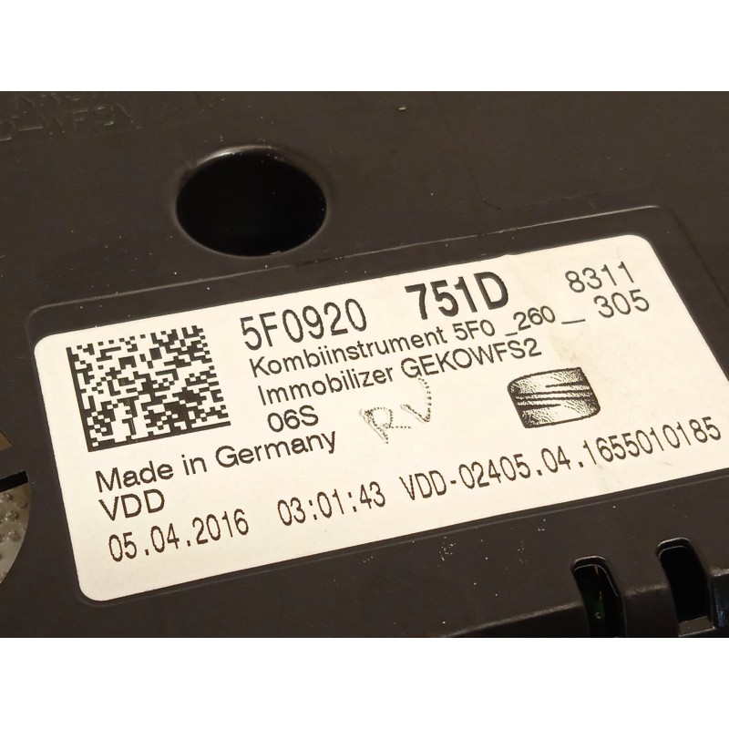 Recambio de cuadro instrumentos para seat ateca (kh7, khp) 2.0 tdi referencia OEM IAM 5F0920751D  