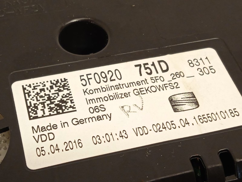 Recambio de cuadro instrumentos para seat ateca (kh7, khp) 2.0 tdi referencia OEM IAM 5F0920751D  