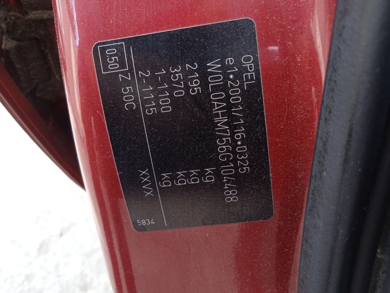 opel zafira / zafira family b (a05) del año 2006