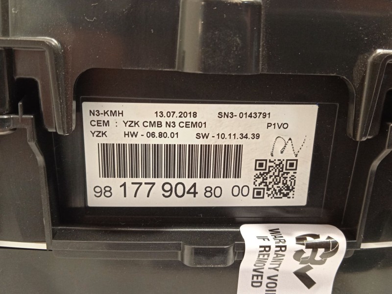 Recambio de cuadro instrumentos para opel combo furgoneta/monovolumen (k9) 1.5 d referencia OEM IAM 9817790480  
