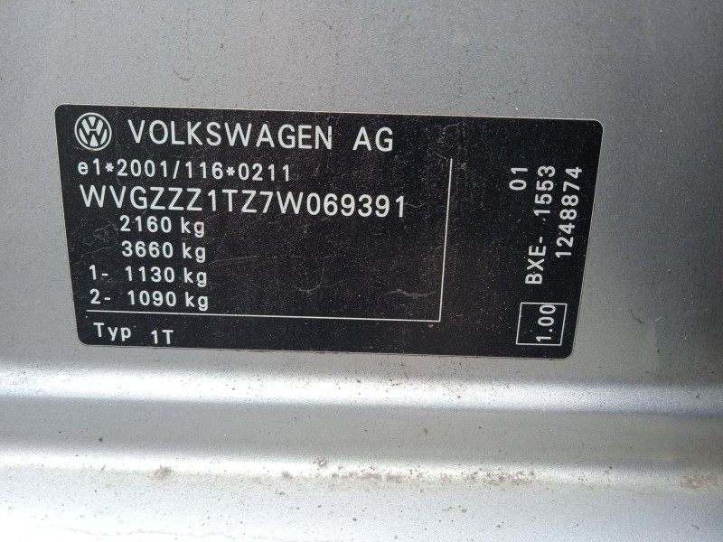 volkswagen touran (1t1, 1t2) del año 2007