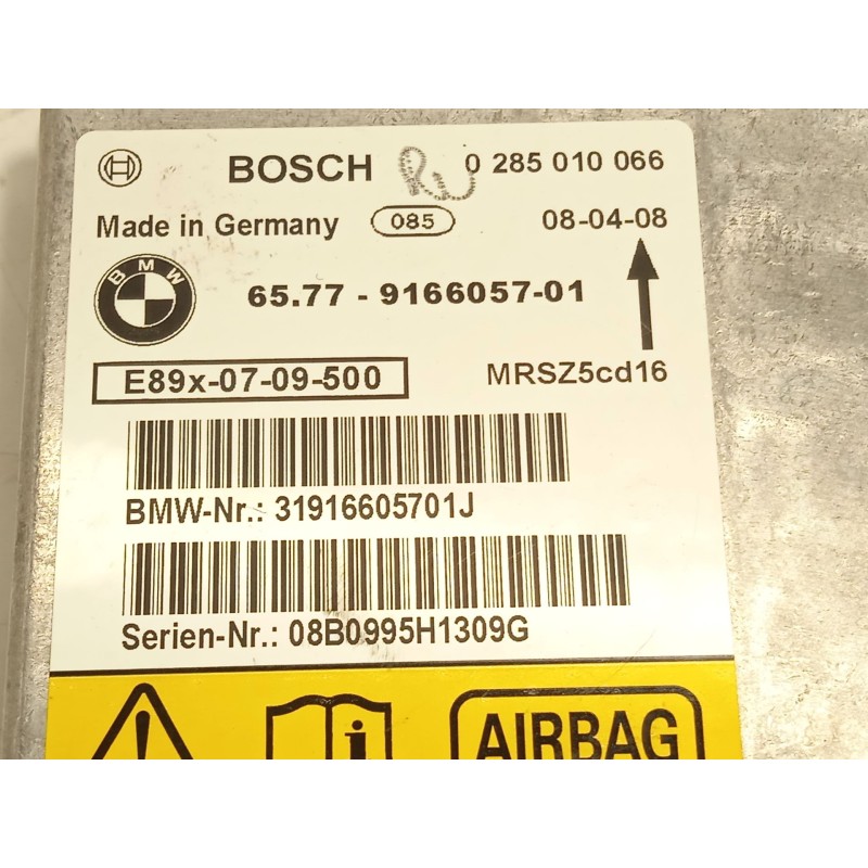 Recambio de centralita airbag para bmw serie 3 berlina (e90) 320d referencia OEM IAM 65779166057  0285010066