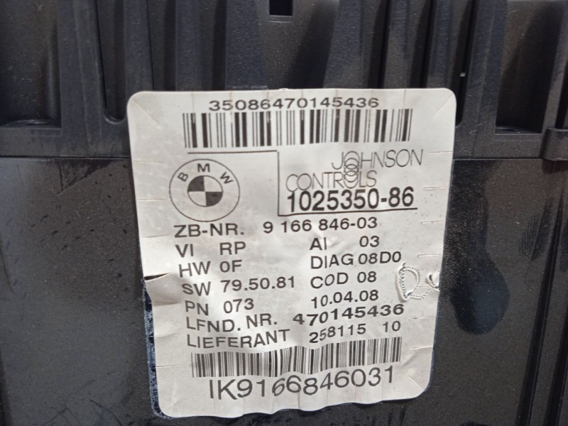 Recambio de cuadro instrumentos para bmw serie 3 berlina (e90) 320d referencia OEM IAM 9166846 62109316127 62109166846