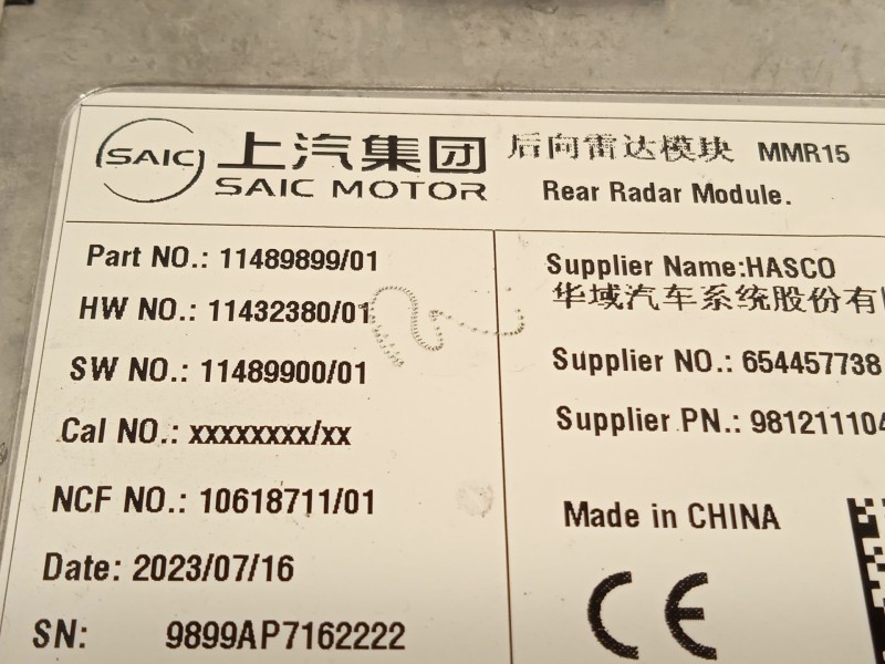 Recambio de sensor para mg mg zs suv 1.5 vti referencia OEM IAM 11489899  