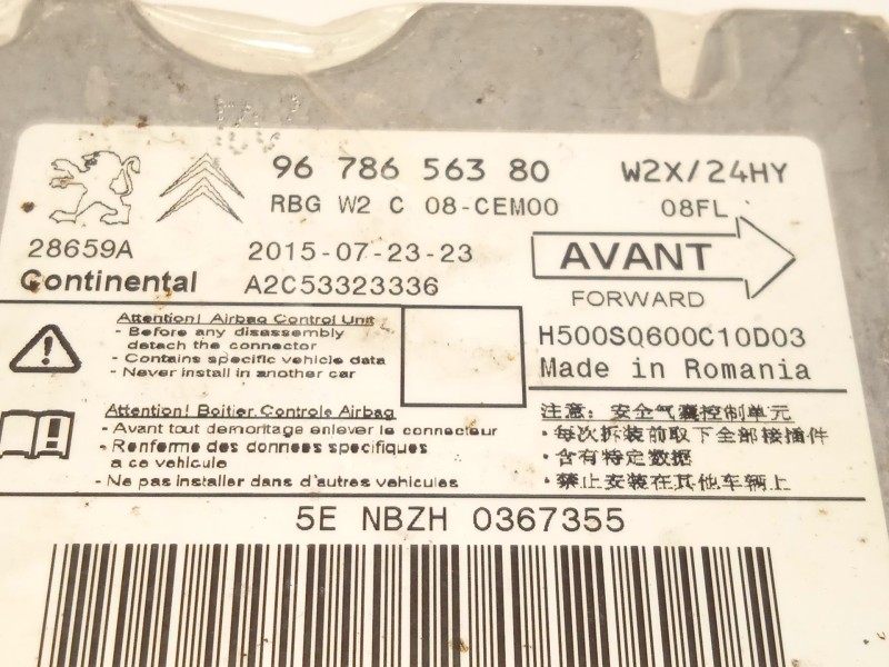 Recambio de centralita airbag para peugeot 508 i (8d_) 1.6 bluehdi 120 referencia OEM IAM 9678656380  