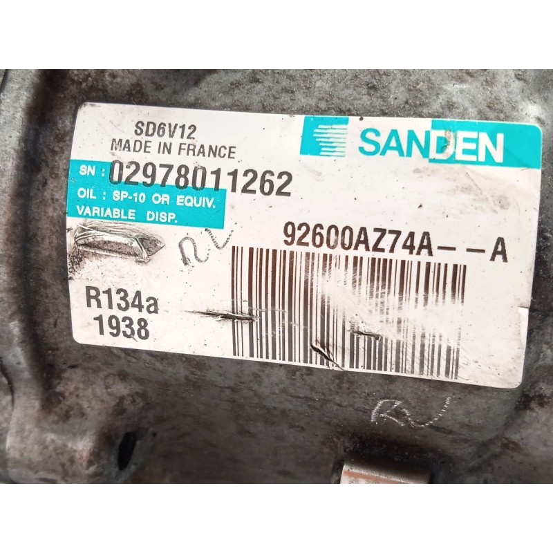 Recambio de compresor aire acondicionado para nissan juke (f15) 1.5 dci referencia OEM IAM 92600AZ74A  