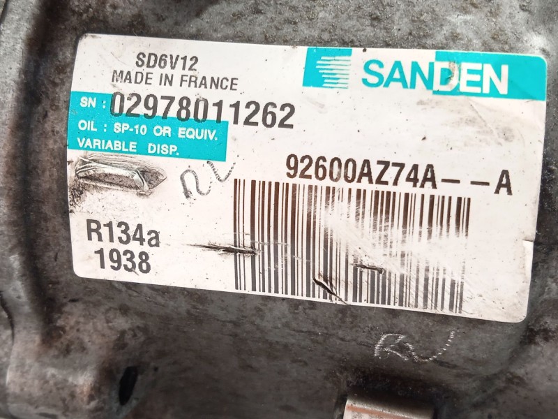 Recambio de compresor aire acondicionado para nissan juke (f15) 1.5 dci referencia OEM IAM 92600AZ74A  