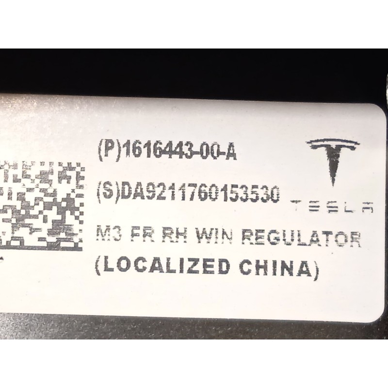Recambio de elevalunas delantero derecho para tesla model 3 (5yj3) ev referencia OEM IAM 161644300A 1A002172A P161644300A