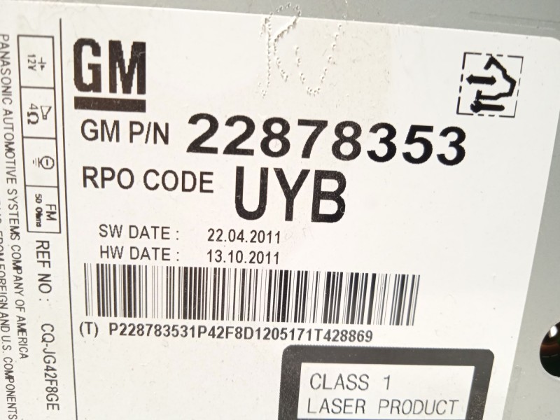 Recambio de sistema audio / radio cd para opel meriva b 1.7 16v cdti referencia OEM IAM 22878353  