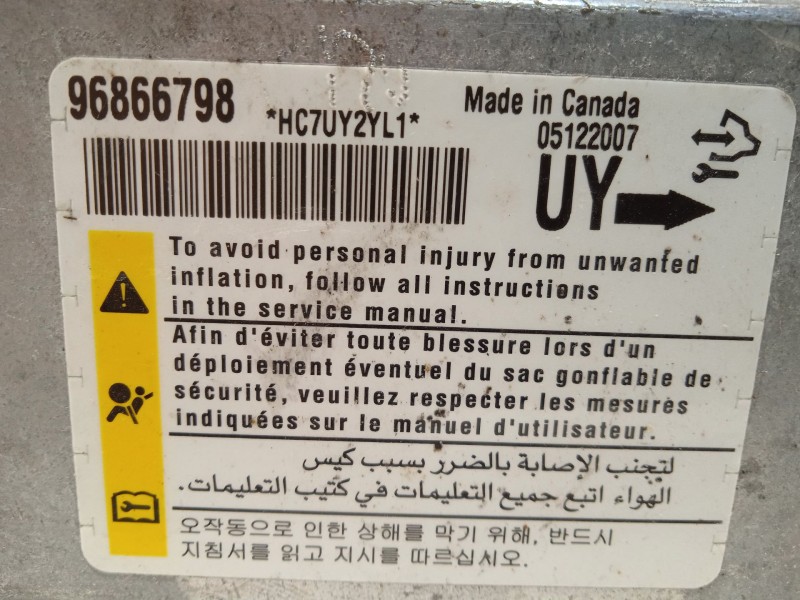 Recambio de centralita airbag para opel antara a (l07) 2.0 cdti referencia OEM IAM 96866798  