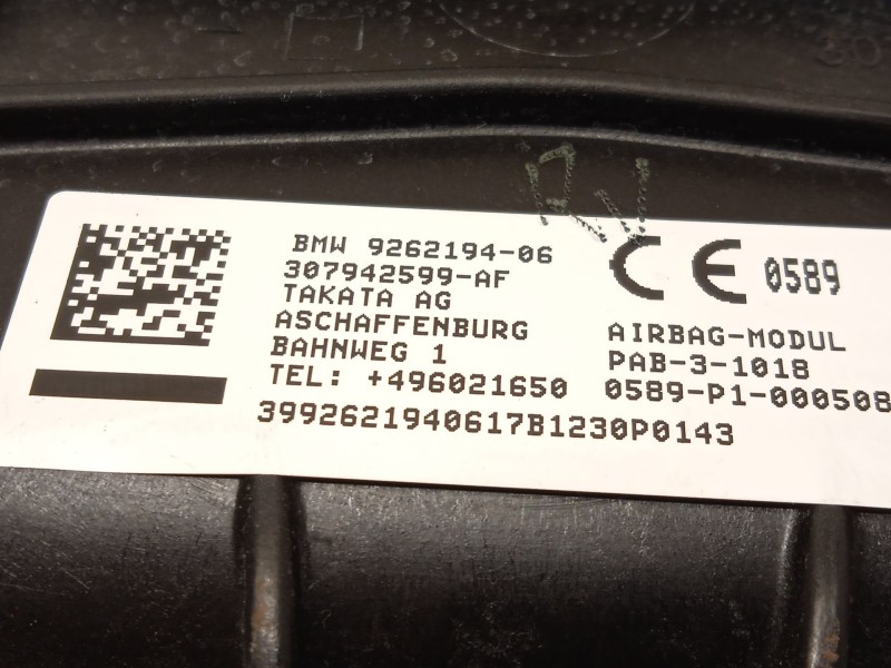 Recambio de airbag delantero derecho para mini mini descapotable (f57) one referencia OEM IAM 9262194 72129262194 72126803201