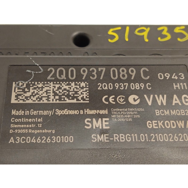 Recambio de centralita confort para skoda fabia 1.0 tsi referencia OEM IAM 2Q0937089C  A3C0462630100