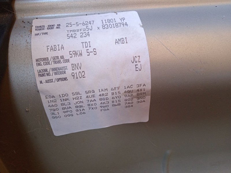 skoda fabia ii (542) del año 2007