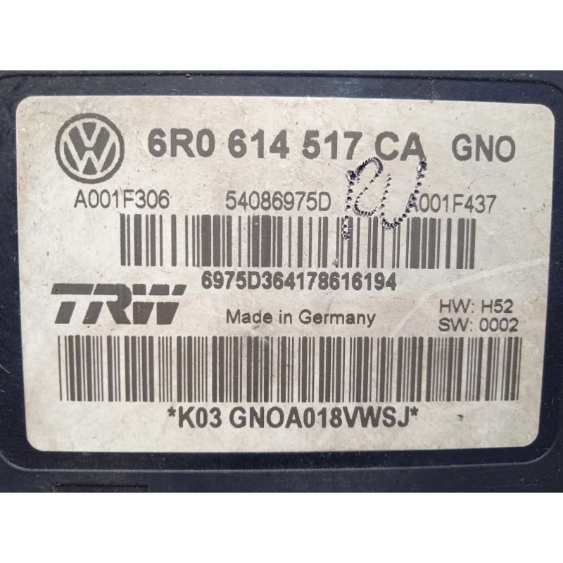 Recambio de abs para skoda rapid spaceback (nh1) 1.2 tsi referencia OEM IAM 6R0614517CA 54086975D A001F306
