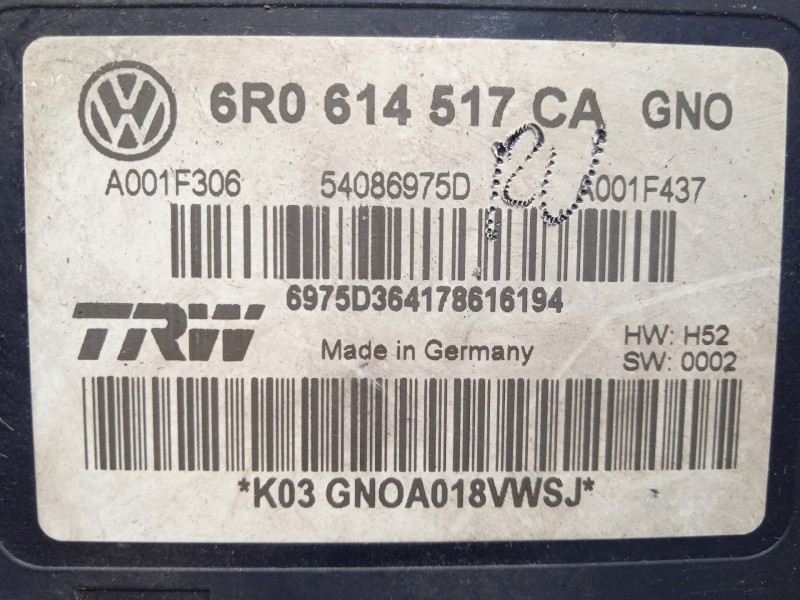 Recambio de abs para skoda rapid spaceback (nh1) 1.2 tsi referencia OEM IAM 6R0614517CA 54086975D A001F306