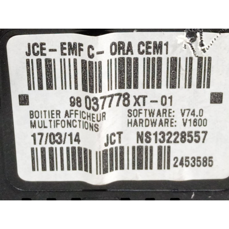 Recambio de pantalla multifuncion para citroën c3 tonic referencia OEM IAM 98037778XT  NS13228557