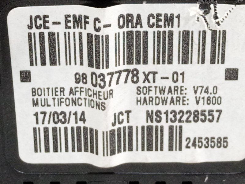 Recambio de pantalla multifuncion para citroën c3 tonic referencia OEM IAM 98037778XT  NS13228557