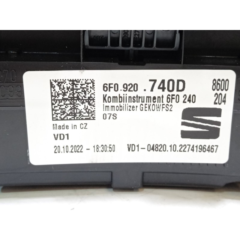 Recambio de cuadro instrumentos para seat ibiza (kj1) 1.0 fr referencia OEM IAM 6F0920740D  