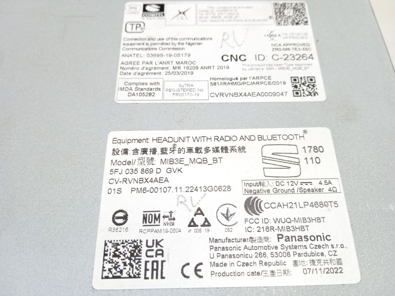 Recambio de pantalla multifuncion para seat ibiza (kj1) 1.0 fr referencia OEM IAM 5FJ035869D 5FJ035869DGVK 