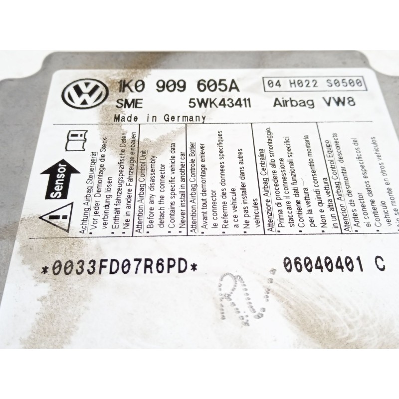 Recambio de centralita airbag para volkswagen golf v (1k1) 2.0 tdi 16v referencia OEM IAM 1K0909605A  