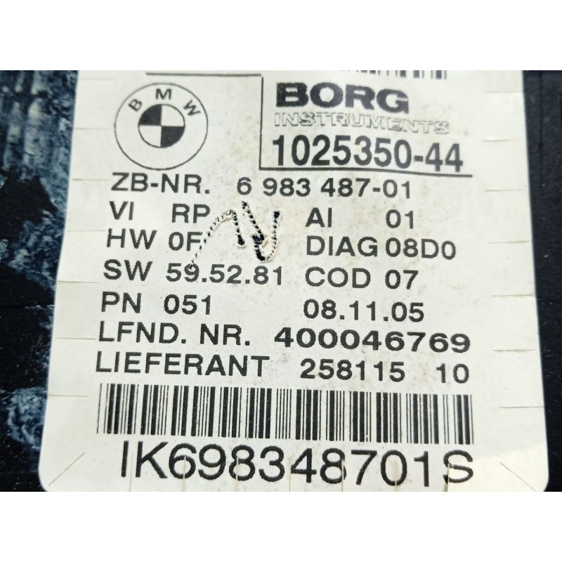 Recambio de cuadro instrumentos para bmw 3 (e90) 318 d referencia OEM IAM 698348701  102535044