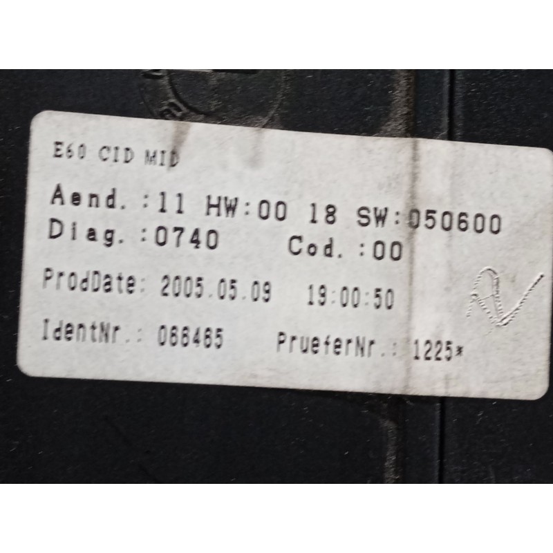 Recambio de pantalla multifuncion para bmw 5 (e60) 525 i referencia OEM IAM 65826952327  