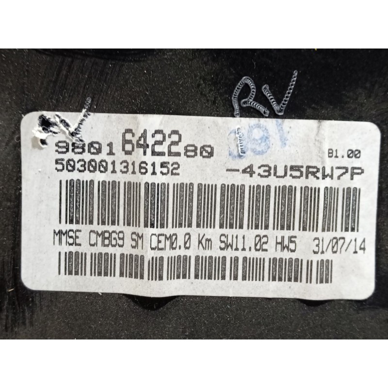 Recambio de cuadro instrumentos para peugeot partner furgoneta/monovolumen 1.6 hdi referencia OEM IAM 9801642280 43U5RW7P 503001