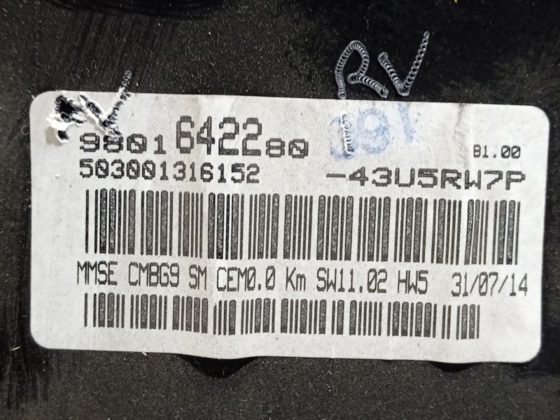 Recambio de cuadro instrumentos para peugeot partner furgoneta/monovolumen 1.6 hdi referencia OEM IAM 9801642280 43U5RW7P 503001