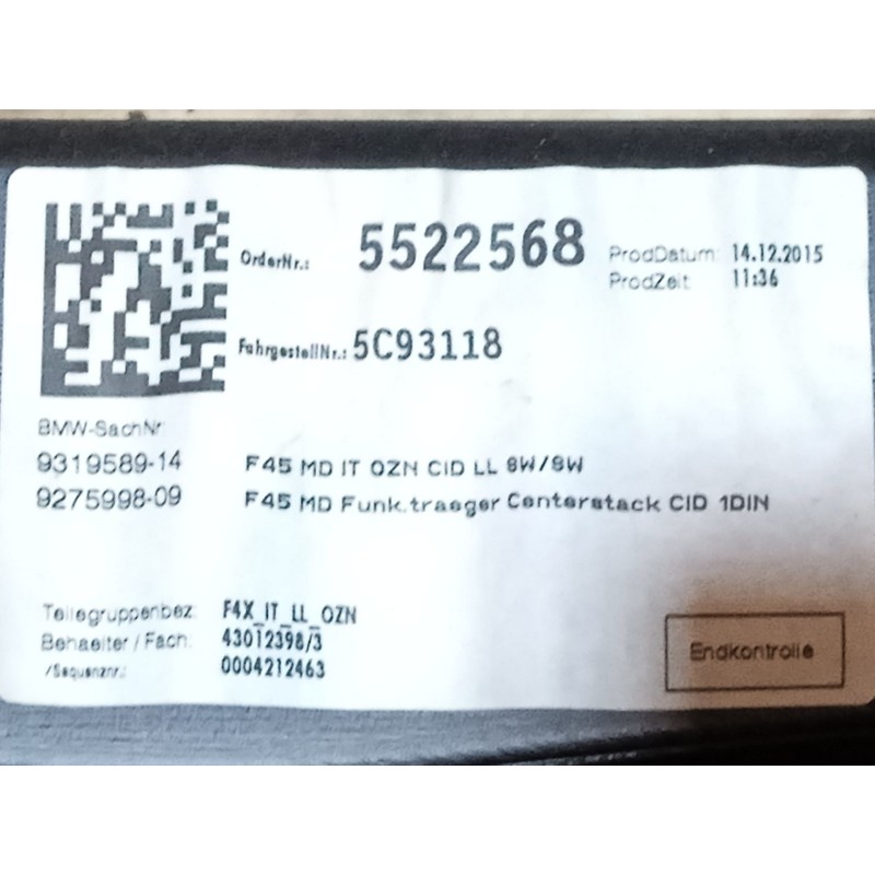 Recambio de kit airbag para bmw 2 gran tourer (f46) 218 d referencia OEM IAM 51459378436 72126803201 32306992395