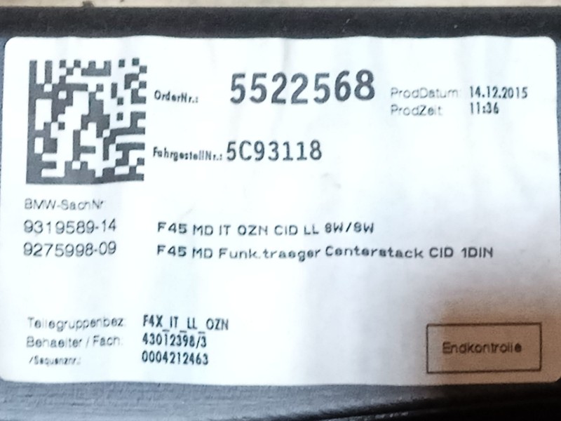 Recambio de kit airbag para bmw 2 gran tourer (f46) 218 d referencia OEM IAM 51459378436 72126803201 32306992395