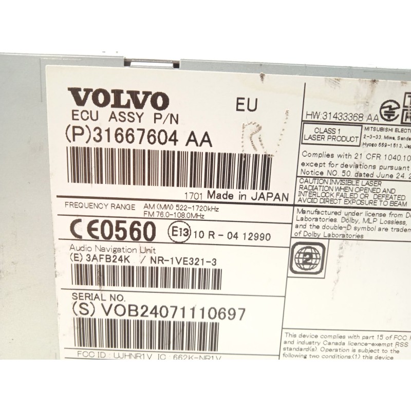 Recambio de sistema navegacion gps para volvo xc60 2.4 diesel cat referencia OEM IAM 31667604 P31667604AA 