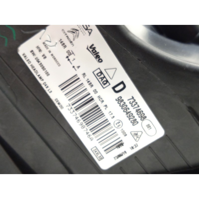 Recambio de faro derecho para citroën c4 iii 1.2 referencia OEM IAM 9830649280  
