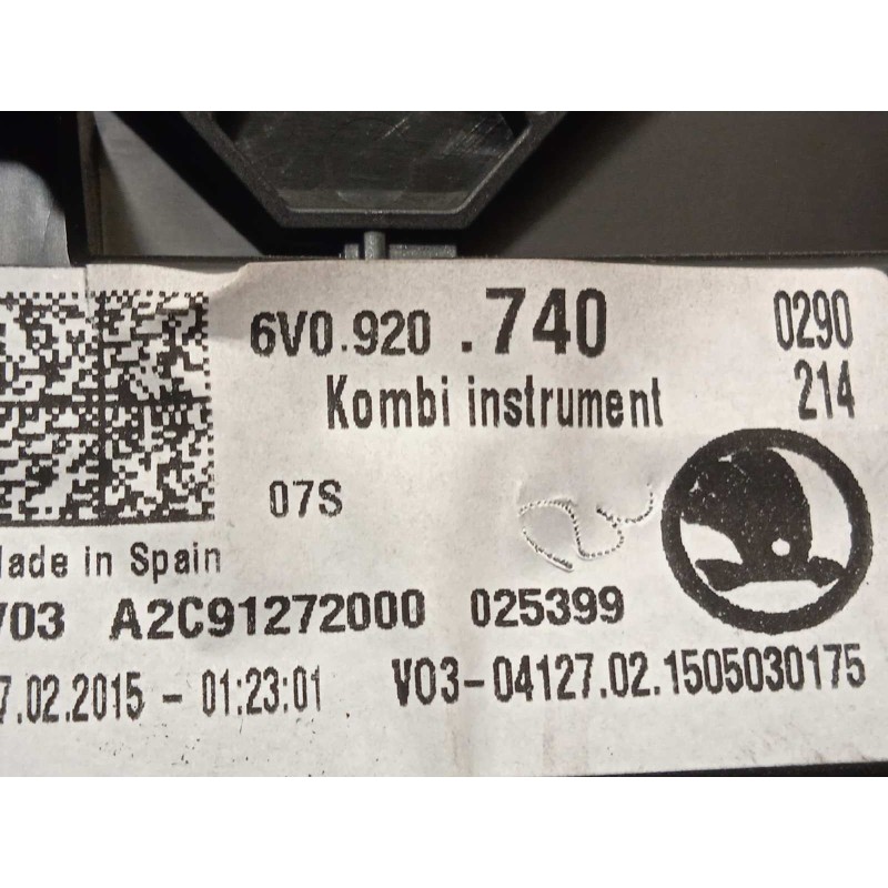 Recambio de cuadro instrumentos para skoda fabia iii (nj3) 1.2 tsi referencia OEM IAM 6V0920740  A2C91272000