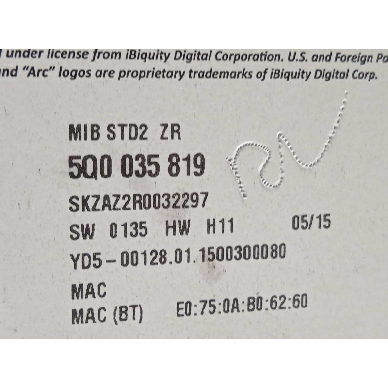 Recambio de sistema audio / radio cd para skoda fabia iii (nj3) 1.2 tsi referencia OEM IAM 5Q0035819  