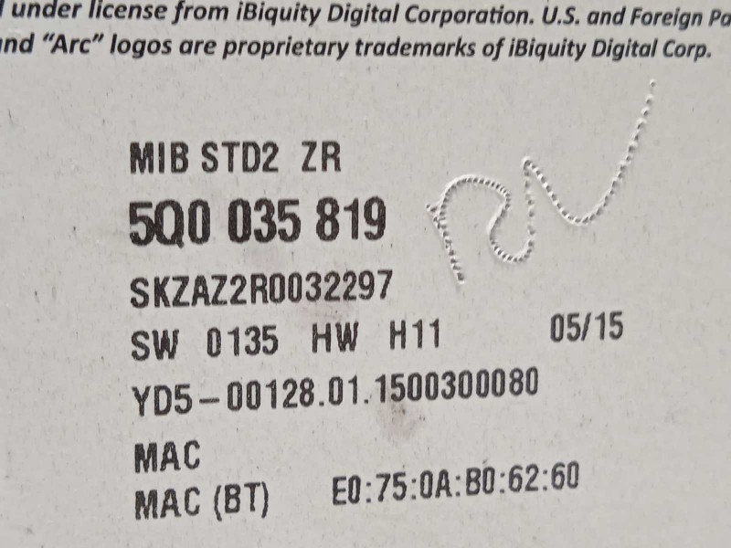 Recambio de sistema audio / radio cd para skoda fabia iii (nj3) 1.2 tsi referencia OEM IAM 5Q0035819  