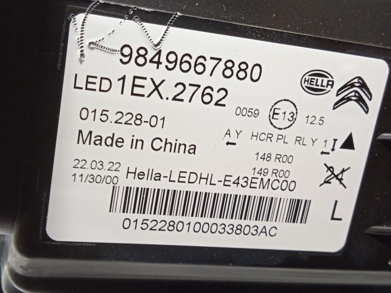 Recambio de faro izquierdo para citroën c5 x (nd_, nc_) puretech 130 (nchnsp) referencia OEM IAM 9849667880  