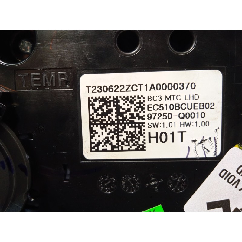Recambio de mando climatizador para hyundai bayon (bc3) 1.2 mpi referencia OEM IAM 97250Q0010 97250Q0010TT6 
