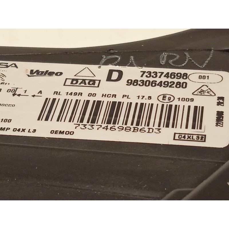 Recambio de faro derecho para citroën c4 iii 1.2 referencia OEM IAM 9830649280  73374698