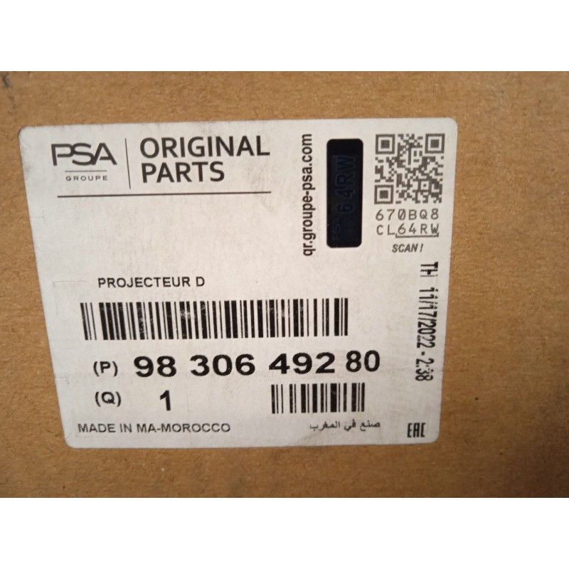 Recambio de faro derecho para citroën c4 iii 1.2 referencia OEM IAM 9830649280  73374698