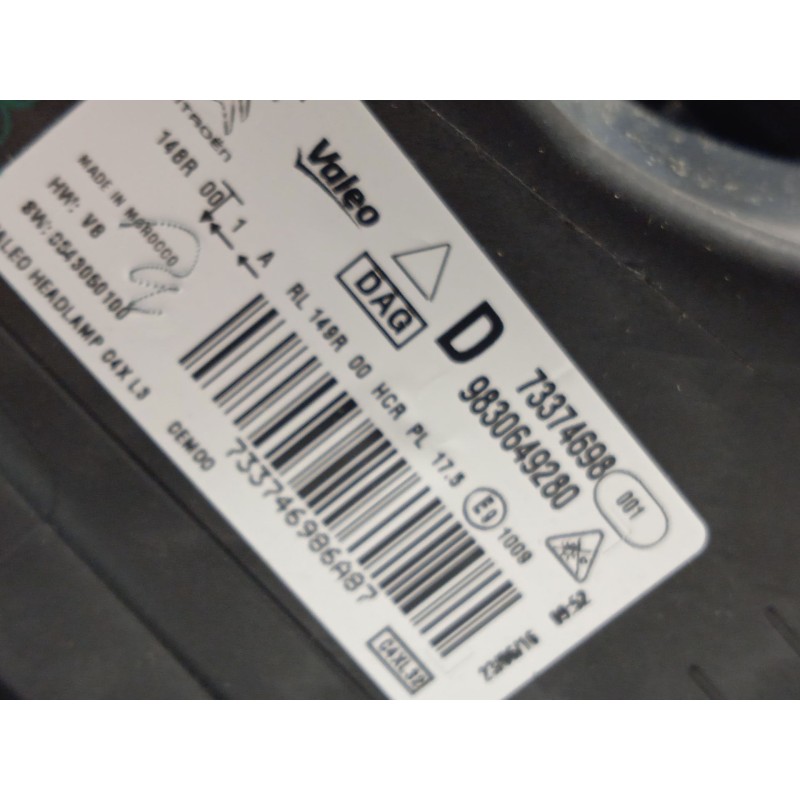 Recambio de faro derecho para citroën c4 iii 1.2 referencia OEM IAM 9830649280  73374698