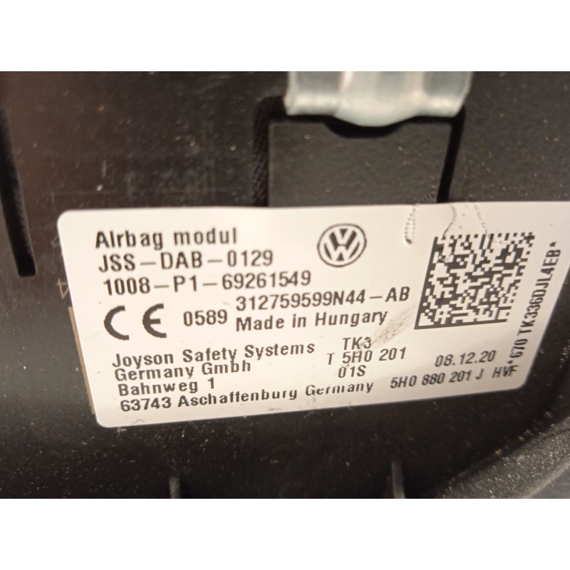 Recambio de kit airbag para volkswagen golf viii (cd1, da1) 1.0 tsi referencia OEM IAM 5H1857003HXCC 5H0880204G 5H0880201JHVF