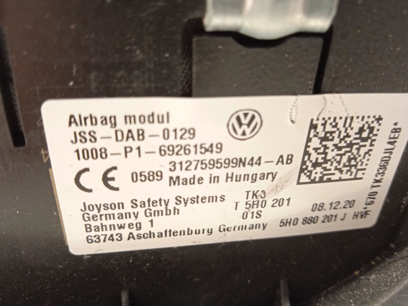 Recambio de kit airbag para volkswagen golf viii (cd1, da1) 1.0 tsi referencia OEM IAM 5H1857003HXCC 5H0880204G 5H0880201JHVF