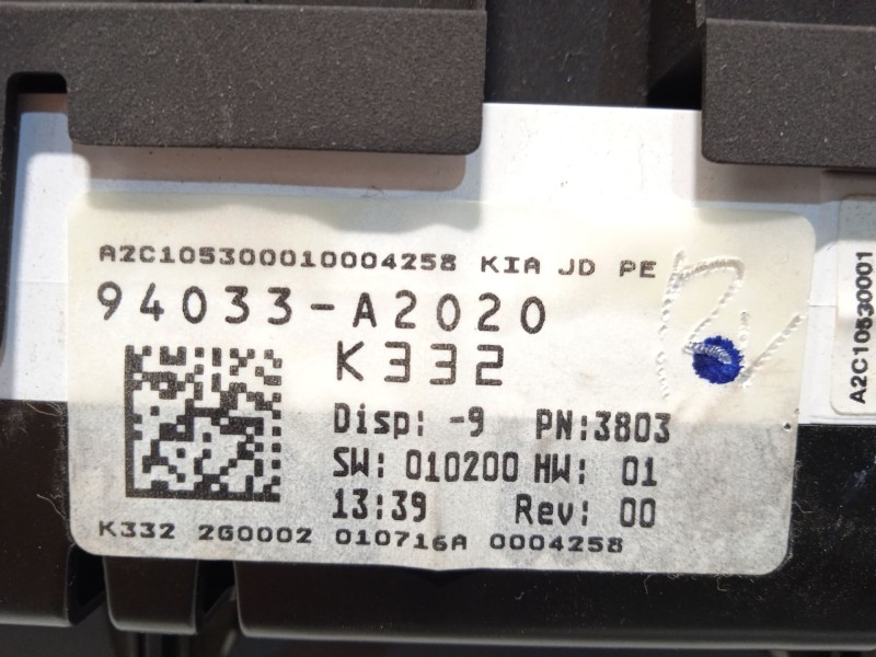 Recambio de cuadro instrumentos para kia cee´d sportswagon (jd) 1.6 crdi 110 referencia OEM IAM 94033A2020  